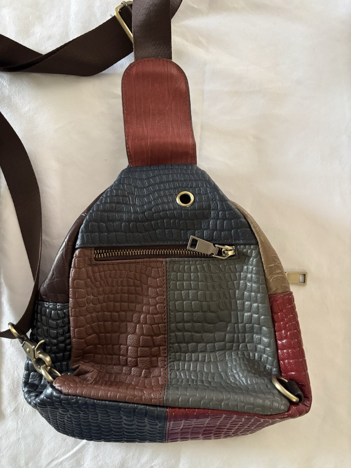 Leather Patchwork Crossbody Bag Boho Hipster - image 4