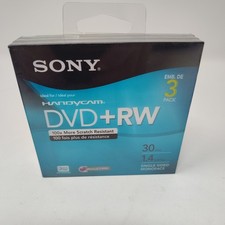Sony 3 Pack DVD RW 30 Min. 1.4GB New For Handycam and Similar Video Cameras