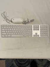 AUTHENTIC Genuine Apple Keyboard & Mouse Set Wired A1243 & A1152 White Slim 
