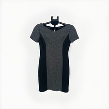 Tahari Sheath Dress Size 6 Black And Gray Color block Short Sleeve/ Lined