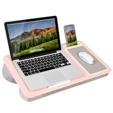 LAPGEAR Home Office Lap Desk for 15.6in Laptops - Mouse Pad Phone Holder Pink