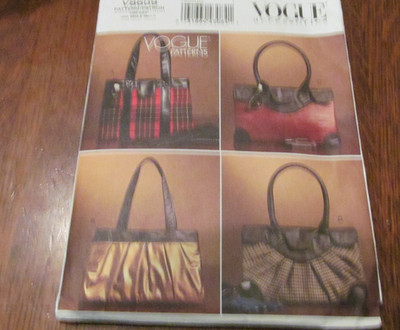 *Vogue 8609 HAND BAGS Sewing Pattern UC FF OOP (4 DIFFERENT STYLES)