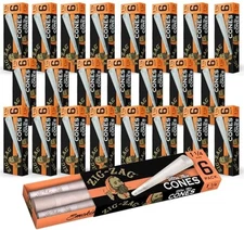 ZIG-ZAG Ultra Thin Pre Rolled Paper Cones 1 1/4 Size (24-Pack) - (144 Cones)