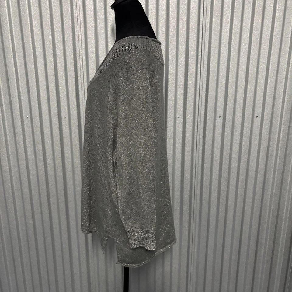 Женский свитер Catherines 2X 22 24 Вт серый металлик вязаный пуловер с V-образным вырезом большого размера - Изображение 4 из 4