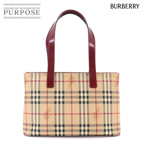 Burberry Nova Check Tote Bag PVC Leather Beige Red Gold Hardware Tote Bag 903333