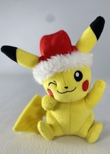 Pokemon Pikachu Holiday Plush Winking Santa Hat Christmas 2017 Rare Nintendo