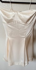 New Reformation Jacques Satin Strapless Mini Dress Fior De Latte Cream Sz 12