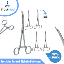 New 7" Curved Tonsil Hemostatic Forceps Set of 10 Pcs Surgical Instruments Set