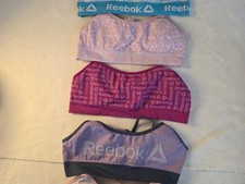 Reebok Girls Sports Bra Lot of 5 Racerback Athletic Bras Pink Blue Purple