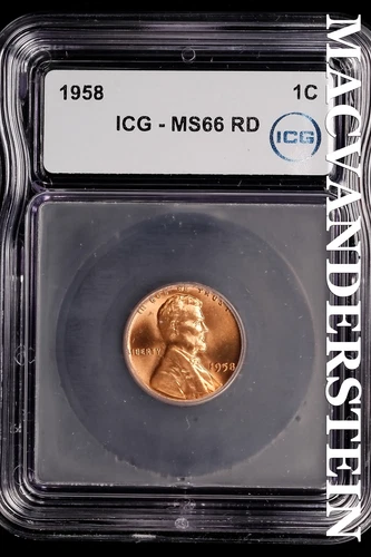 1958 Lincoln Wheat Cent-ICG MS 66 RD Choice Gem BU No Reserve #SLM91