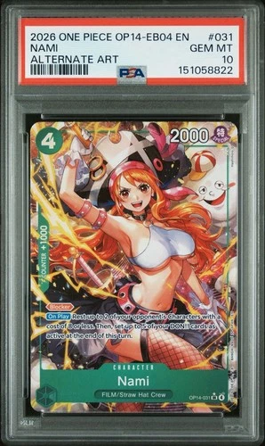 PSA 10 Nami Alternate Art OP14-031 SR One Piece OP14 EB04 Special Rare GEM MT 10