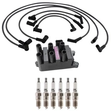 Hitachi Ignition Coil Denso 6 U-Groove Spark Plugs & Wire Set Kit for Mustang V6