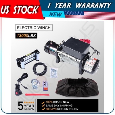 13000LBS Winch Electric 12V Steel Cable OffRoad For Jeep Tow Trailer w/cover New