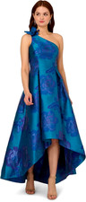 LKNW: ADRIANNA PAPELL FLORAL JACQUARD HIGH LOW EVENING GOWN DRESS; SIZE 10