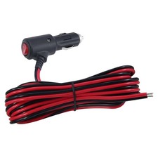 12V Fused Cigarette Lighter Plug with Switch LED, 15A, 12FT Wire
