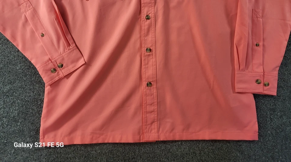 Bimini Bay Blood Gaurd Fishing Shirt Men M Coral Long Sleeve Vented Roll Up Tabs - Image 3 of 4