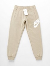 Nike Club Fleece Kids Joggers Sanddrift Beige White Logo Size M NWT