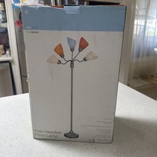 Mainstays 5 Light Floor Lamp, Multi-Color Shades, Metal Silver Finish, Modern, Y