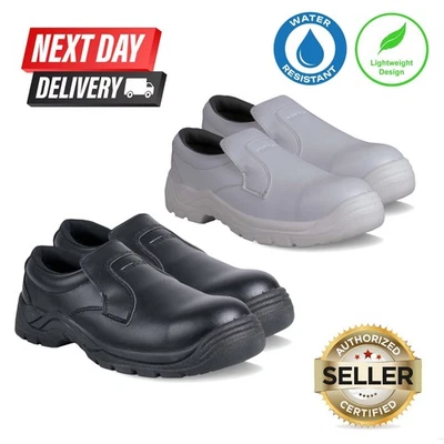 TITAN Hygiene Shoes Trainers Steel Toe Cap Slip On Water Resistant Protek Unisex, 3-13
