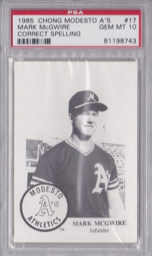 1985 Chong Modesto A's Mark McGwire Rookie Card - RC - Gem Mint - PSA 10 !!!