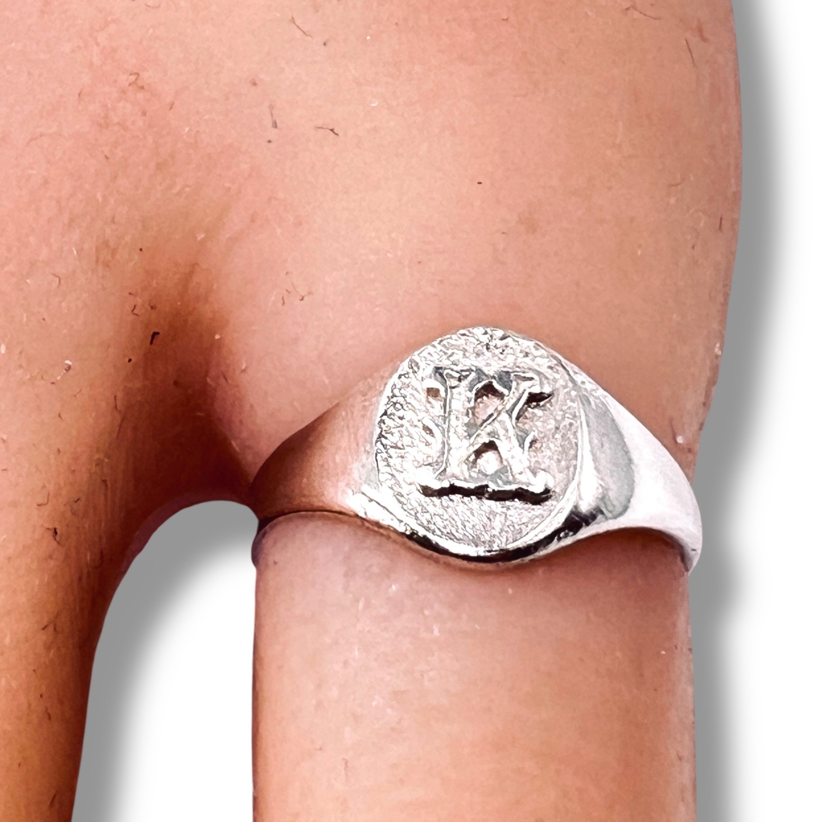 Initial Letter K Signet 925 Sterling Silver Child Baby Pinky Ring Size 3