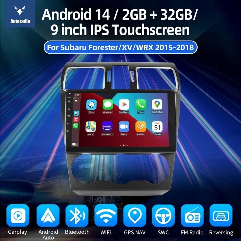 Radio estéreo para automóvil 9" para Subaru Forester/XV Android15 2015-2018 GPS Apple Carplay Foto 4 de 4