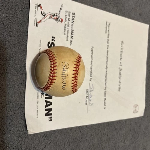 Stan Musial Autographed National League Baseball W COA From Stan The Man