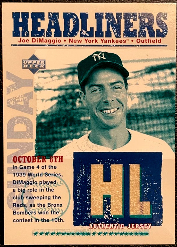 2003 Upper Deck Baseball Joe DiMaggio Headliners Game-Used Jersey Pinstripe SP
