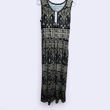 MISFAY Boho Paisley Maxi Dress Women’s Large Black Beige Sleeveless NWT