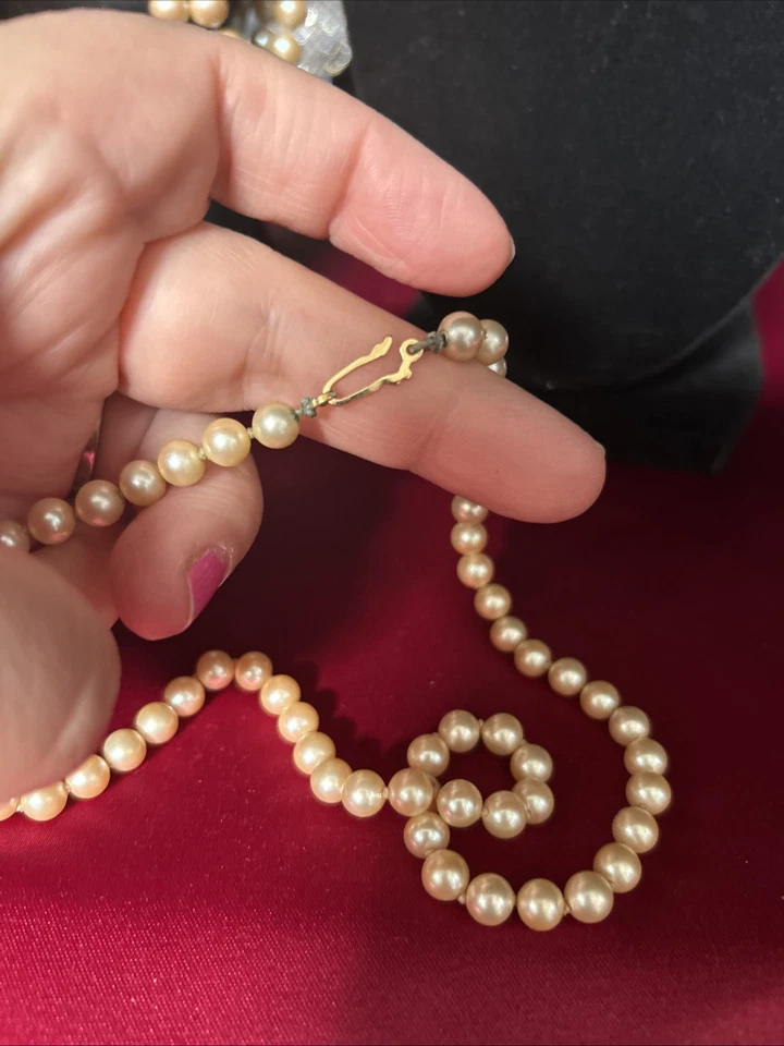 VTG PEARL NECKLACE /bracelet Opal GOLD PLATED FLOWER CLASP - Image 2 of 4