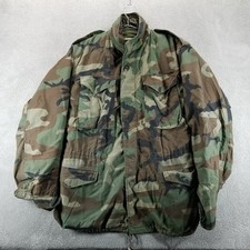 US Army Jacket Mens M Green M65 Cold Weather Field Coat Woodland Camoflauge a