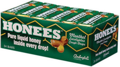 Filled Menthol Cough Drops, Honey, Menthol & Eucalyptus Cough Drops- Natural Sor