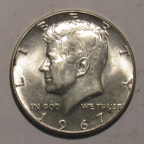 1967 P Kennedy Half Dollar, 40% Siver, in circulated condition