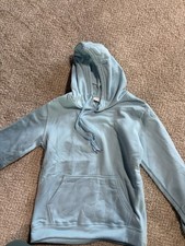Light Blue Fleece Pullover Hoodie Women's Long Sleeve Hooded Kangaroo Pocket