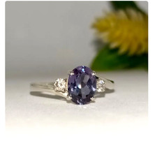 Natural Alexandrite Ring 100 Color Changing Gemstone 925 Sterling Silver Ring