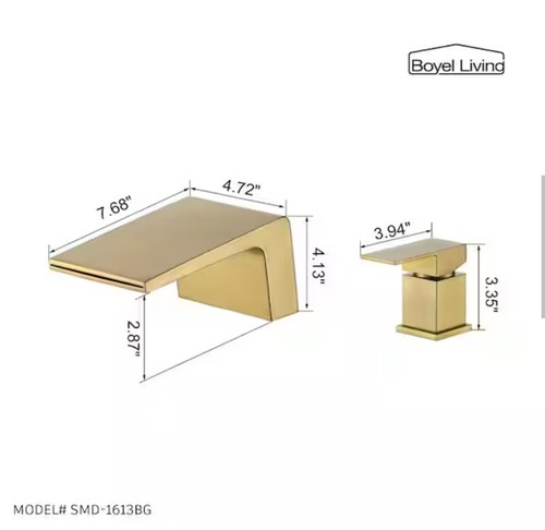 8 Inch Widespread Single Handle Bathroom Faucet with cUPC Hose in Brushed Gold - Picture 8 of 8