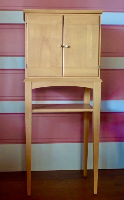 VTG ETHAN ALLEN CABINET STORKIE. STURDY, FINE COND APART FROM TOP FINISH BLEMISH