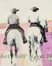 Two Cowboys Abstract Pastel-Color AI Digital Image 8x10 100% Cotton Paper T27
