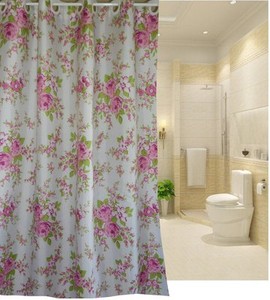Europe latest generation hookless design roses shower curtain new free shipping