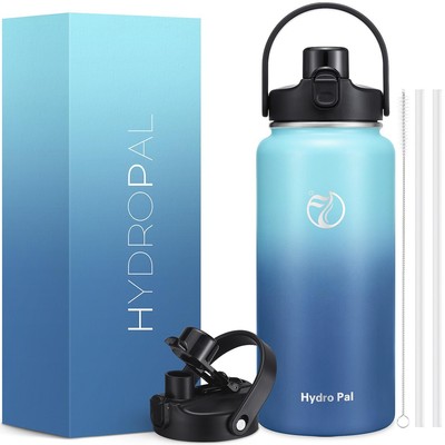 HYDROPAL 40 oz Insulated Water Bottle with 2-in-1 Lid - BLUE WAVE