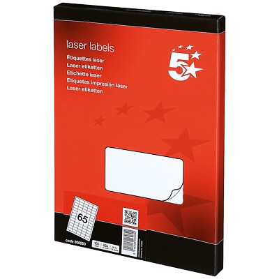 5 Sterne Büro Mehrzweck Etiketten Laser Kopierer Tintenstrahl 38,1 x 21,2 mm weiß PK 100