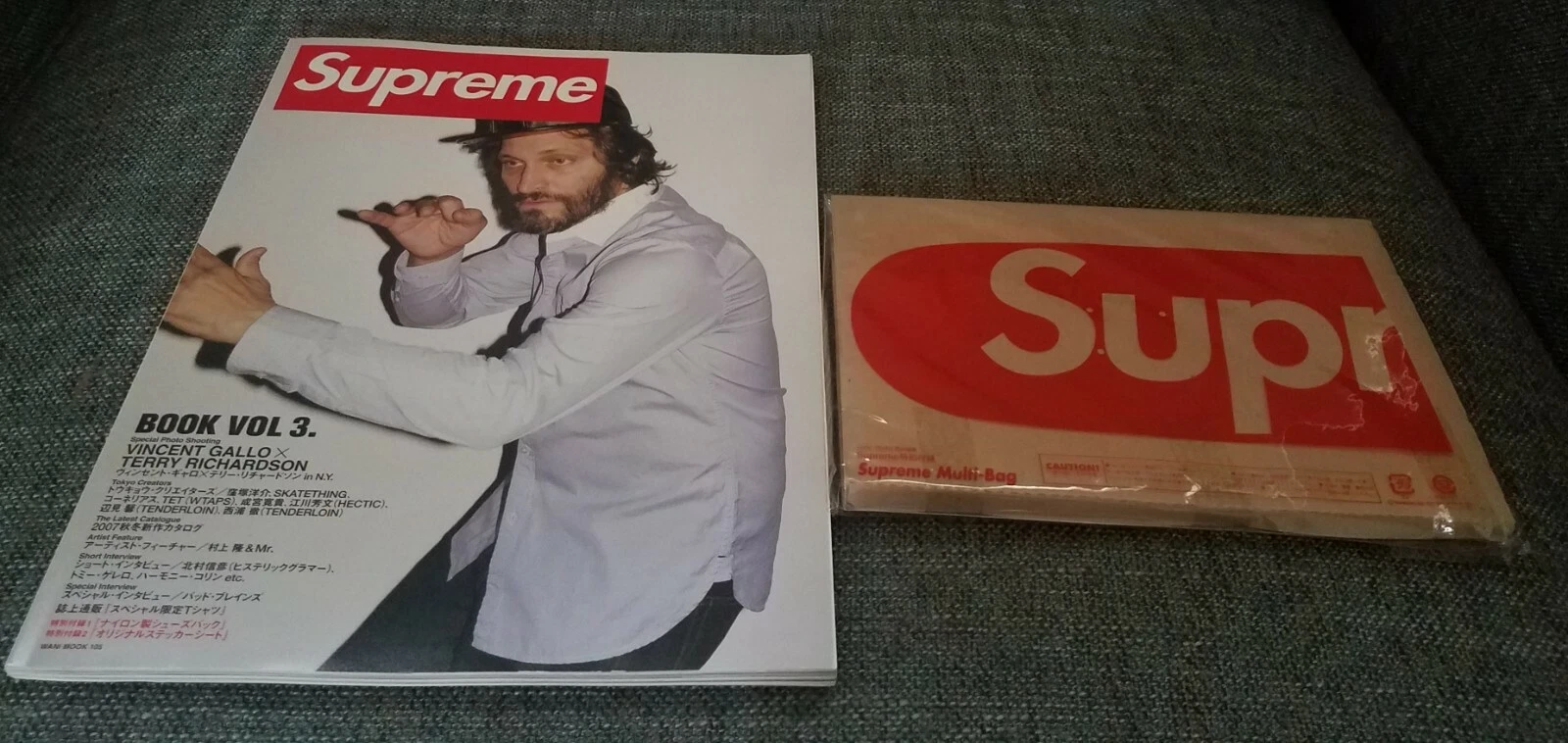 Supreme Book Vol. 3 Vincent Gallo with Multi Bag and Stickers 2008 PRE OWNED