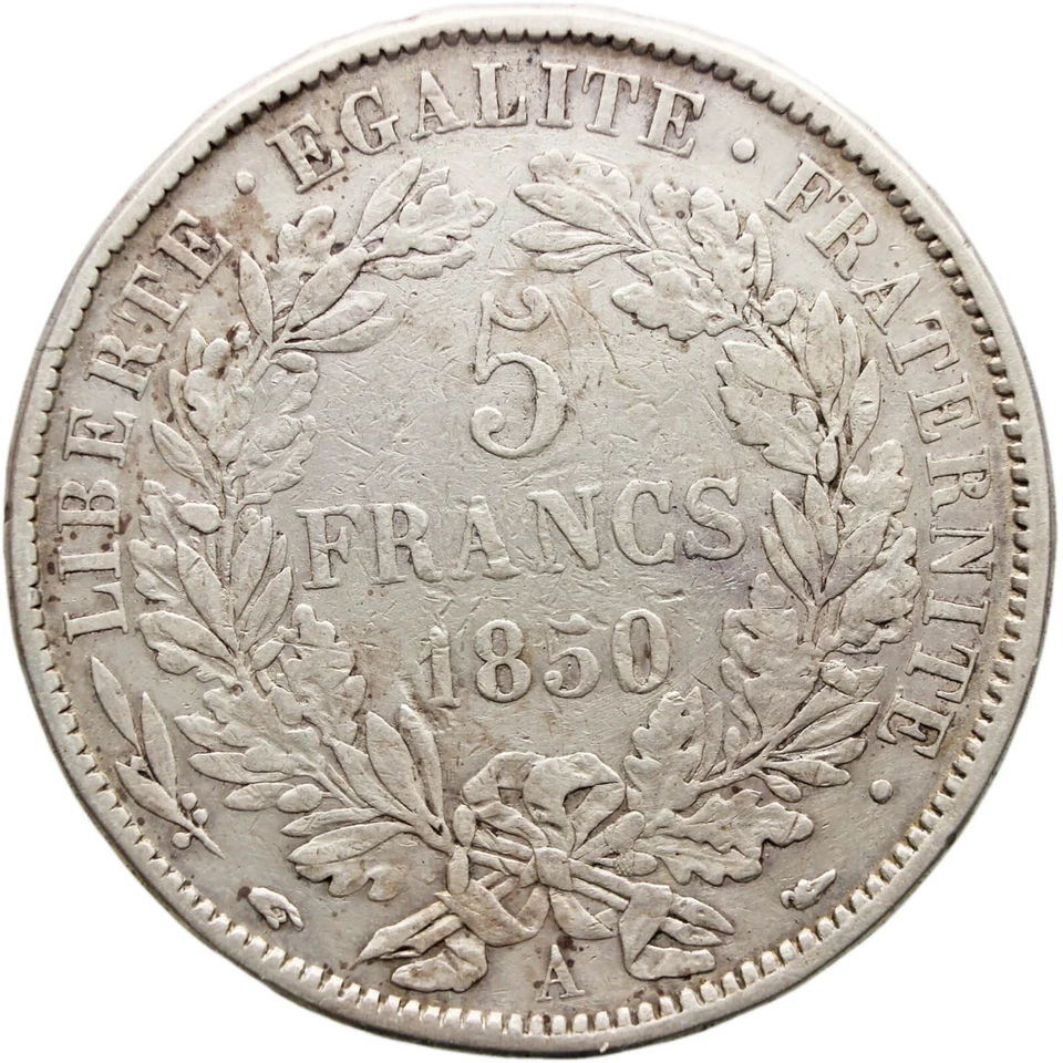 Moneda de 5 francos de Francia de 1850 Francia Casa de la Moneda de París (MO2456-) Foto 2 de 2