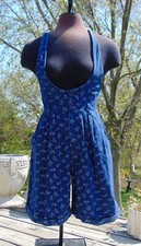 VTG 80s A Bryer Floral Denim Overall Shorts SZ 7