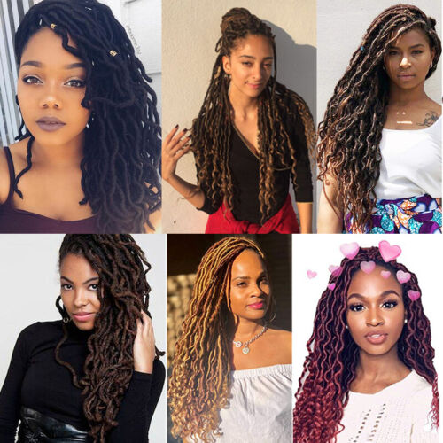 Wavy Curly 20" Goddess Faux Locs Synthetic Crochet Afro Braiding Hair Extension - Picture 4 of 22