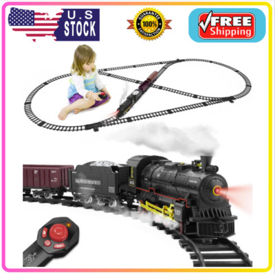 Train Set for Kids,Remote Control Train Toy with Cargo Vehicle,Steam Locomoti...