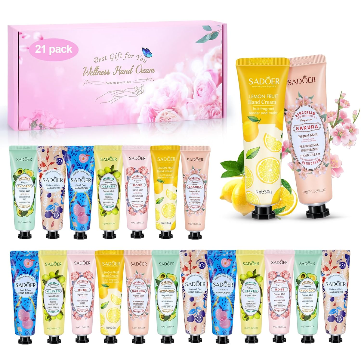 Mini Handcreme Set – 5 X 30 Ml, Weihnachtliches Design, Feuchtigkeitsspendend & Pflegend