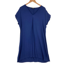 Madewell Women's Blue Viscose V-Neck Cap Sleeve Pullover Short Dress Large