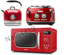 STYLISH Retro Inspired  3KW Dome Kettle 4 Slot Toaster & 800W 20L Microwave Set