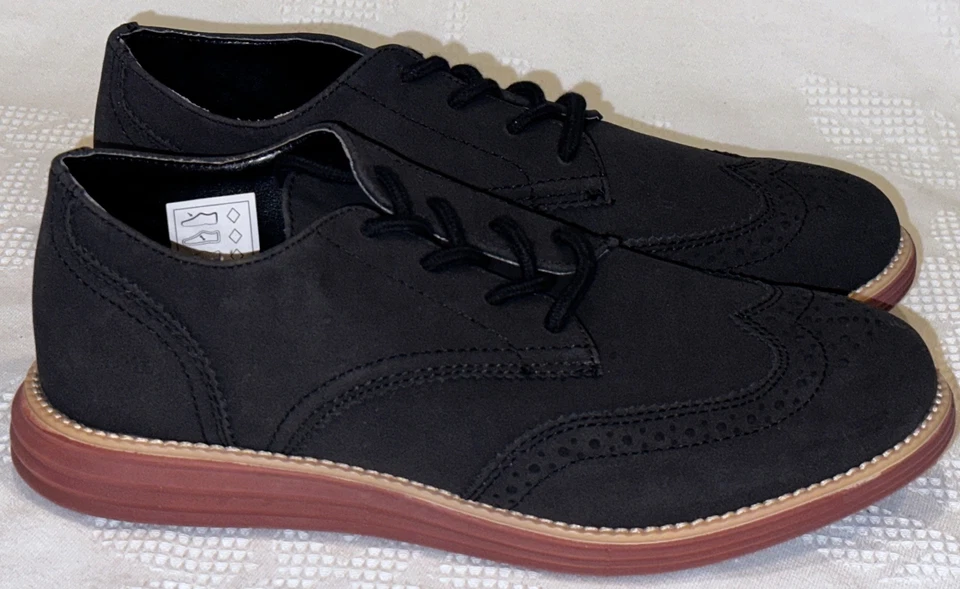 Sapatos sociais COLE HAAN Grand.OS Oxford camurça preta brogue ponta das asas NOVO masculino tamanho 5 - Imagem 2 de 4